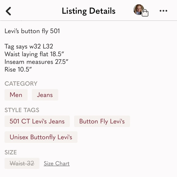 COPY - Levi’s Button Fly 501 CT Jeans - Picture 9 of 9